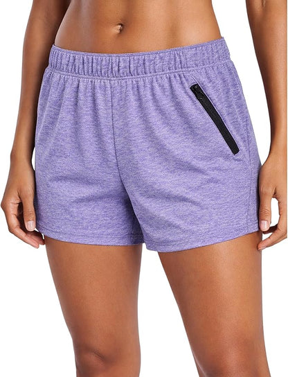 Liberty Imports 1 or 5 Pack Womens Lounge Workout Shorts with Zipper Pockets 5" Inseam Lightweight Athletic Casual Shorts