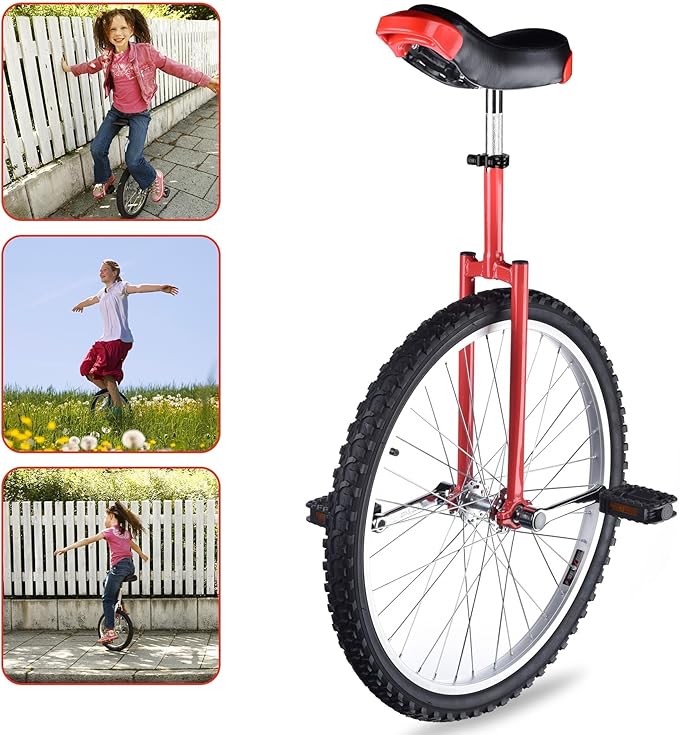 AW 16/18/20/24 Inch Wheel Outdoor Unicycle Adjustable Seat Exercise Bicycle Fit Adults Kids Outdoor Sports Fitness Exercise, for Choice