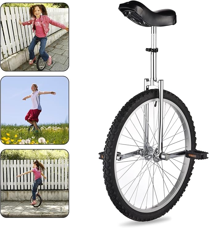 AW 16/18/20/24 Inch Wheel Outdoor Unicycle Adjustable Seat Exercise Bicycle Fit Adults Kids Outdoor Sports Fitness Exercise, for Choice