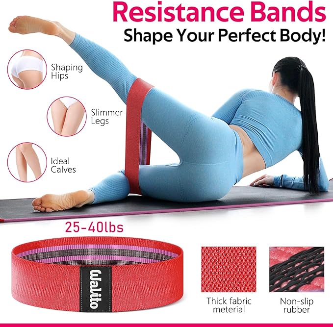 WALITO 8Pcs Barbell Pad Set for Hip Thrust - Squat Pad,Gym Accessories for Women with Bar Bad,Bench Press, with Gym Ankle Straps,Resistance Bands for Working Out,Lifting Strap,Carry Bag