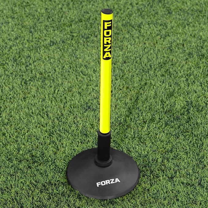 FORZA Slalom Agility Poles | Improve Endurance, Speed & Footwork | Color, Size & Rubber Base Options Available [8 Pack]
