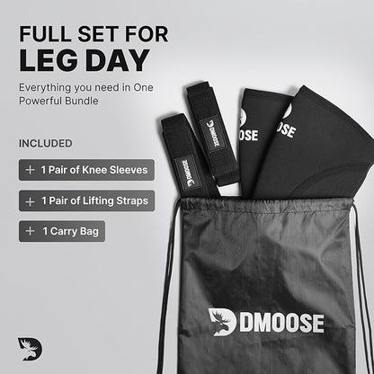 DMoose Fitness Knee Sleeves for Weightlifting (Pair) 78” Knee Wraps for Joint Support, Squats & Powerlifting - Gym Brace Straps for Joint Stability & Pain Relief, USPA & IPL Approved for Men and Women