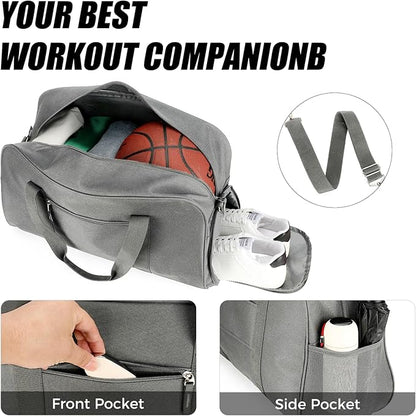 Searock 21 Inch Gym Bag with Shoe Compartment, Sports Duffle Bag for Travel, Carry On Duffel Bag, Weekender Overnight Bags for Men and Women Traveling, Dark Grey