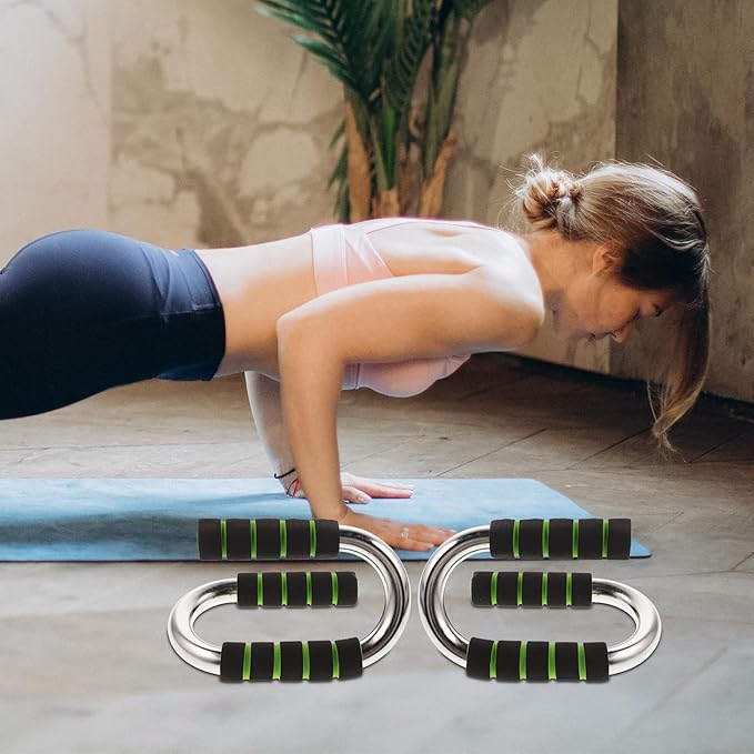 HEMOTON Push-up Frame and Stand S-type Metal Push-up Bar for Home Workout, Arm Strength Training Tool with Press-up Hand Grip, Portable Fitness Equipment for Men and Women Random Color