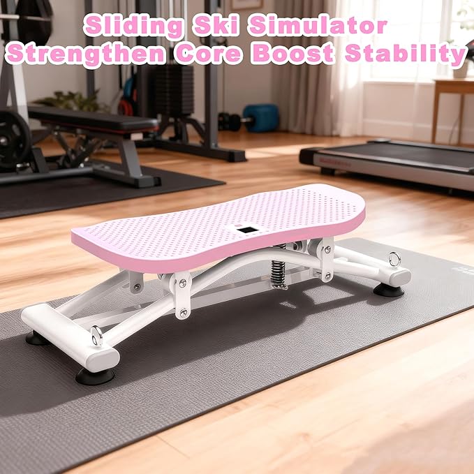 KINMAC Indoor Ski Simulator with Resistance Bands - Balance Board Home Gym Sliding Machine for Full-Body Cardio, Non-Slip Base, Core & Leg Workout Trainer