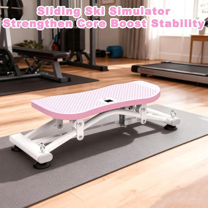 KINMAC Indoor Ski Simulator with Resistance Bands - Balance Board Home Gym Sliding Machine for Full-Body Cardio, Non-Slip Base, Core & Leg Workout Trainer