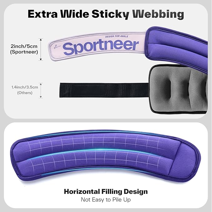 Sportneer Ankle Weights 0.5/1/2/3/5 LBS 1 Pair Wrist Leg Arm Weights for Women Men Kids Child with Adjustable Straps, Strength Weighted for Jogging Running Walking Fitness Gym Workout