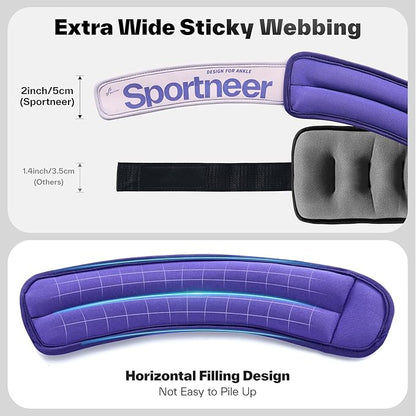 Sportneer Ankle Weights 0.5/1/2/3/5 LBS 1 Pair Wrist Leg Arm Weights for Women Men Kids Child with Adjustable Straps, Strength Weighted for Jogging Running Walking Fitness Gym Workout