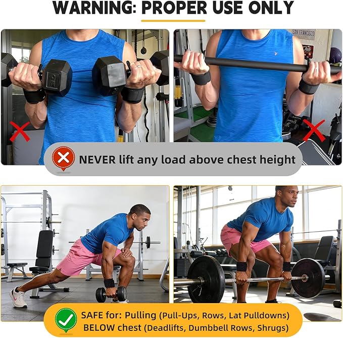 GPANDAG Weight Lifting Hooks for Men and Women(Pair), 330 LB Heavy Duty Gym Lifting Wrist Strap Hook for Deadlifts, Pull-Ups, Strength Training, 0.4inch Grip Weightlifting Hooks for Teen
