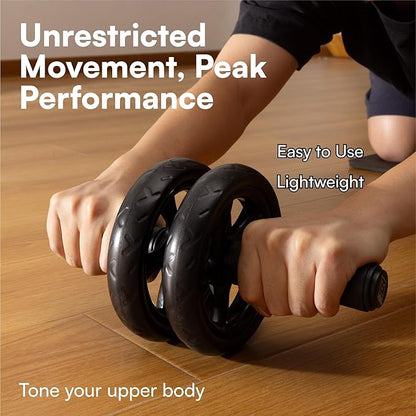 H&S Ab Roller Wheel For Abs Workout - Abdominal Core Exercise Equipment With Extra Thick Knee Pad Mat - w/Dual Glide Wheels - Abs Roller Wheel Home Workout - Abs Exercise Equipment