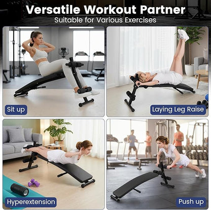 GYMAX Sit up Bench, Folding Workout Bench Press for Home Gym with 5 Adjustable Height, Heavy Duty Workout Benches for Ab Core Muscle, Strength Training Equipment