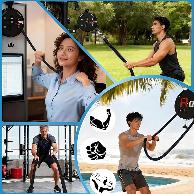 Endless Rope Trainer for Home Gym - Adjustable Resista Trainer Machine with 330lb Load Capacity, 30kg Max Resistance for Full Body Workout, Cardio, HIIT & Strength Training