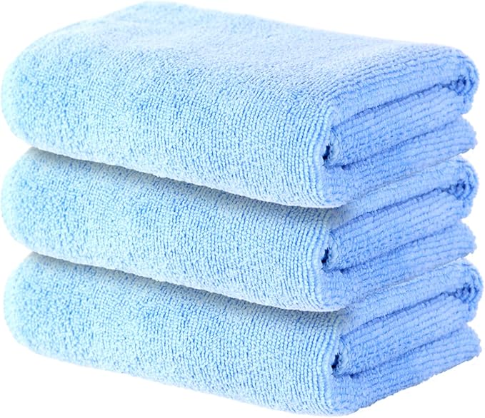 Microfiber Gym Towel Set for Exercise Fitness, Sports, Yoga, Workout Sweat Towels for Gym, Soft and Fast-Drying Towels for Home Gym(Blue, 3 Pack)