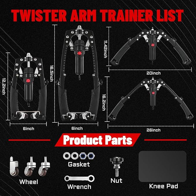 Hydraulic Twister Arm Trainer & Ab Roller, 2-in-1 Adjustable Chest Workout Equipment for 22-440lbs Resistance, Full Body Trainer for Men & Women