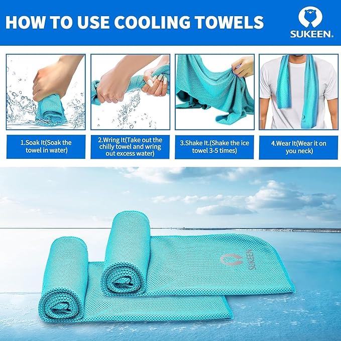 Sukeen Cooling Towel (40"x12"), Soft Breathable Cooling Towels for Neck and Face, Chilly Sweat Towel, Neck Cooling Wraps for Gym, Yoga, Sports, Camping, Hiking
