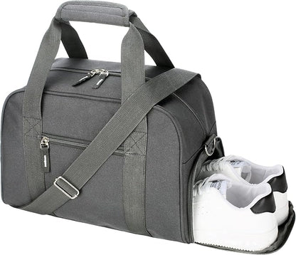 SeaRock 14 inch Small Gym Bag for Men & Women, Mini Duffle Bag with Shoe Compartment, Carry On Duffel Bag for Travel Sports, Dark Grey