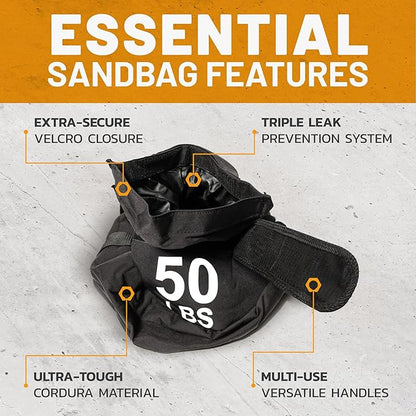 Strongman Sandbag for Working Out [Bells of Steel] Fitness Sand Bag Sacks, Commercial and Home Gym Sand Bags for Weight Training with Handles for Workout