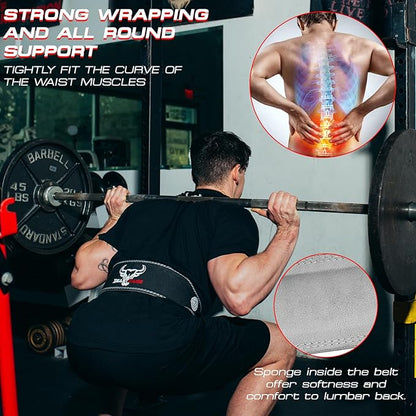 BEAST RAGE Weight Lifting Belt Leather Heavy Duty Gym Body Building Workout Training Weight Lifting Belt Adjustable Holes 4” Padded Lumbar Back Support Exercise Powerlifting Fitness Strength