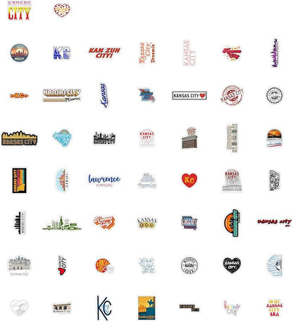BulbaCraft BulbaCraft Kansas City Stickers for Water Bottle and Laptop - City Souvenirs, Decorations & Gifts, Waterproof Vinyl Decals, Gifts for Women & Men