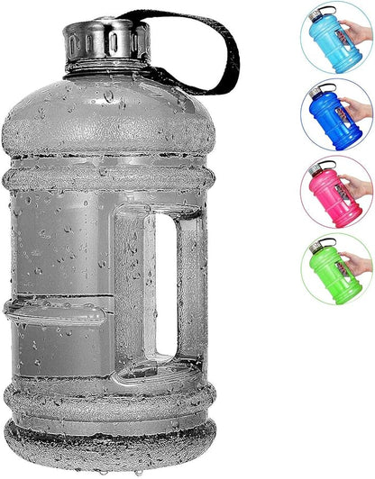 Half Gallon Big Water Bottle, 2.2L/73 OZ Large Leak Proof Sports Jug with Handle,Huge BPA Free PETG Plastic Wide Mouth Drinking Container Flask for Fitness Gym Biking Outdoor