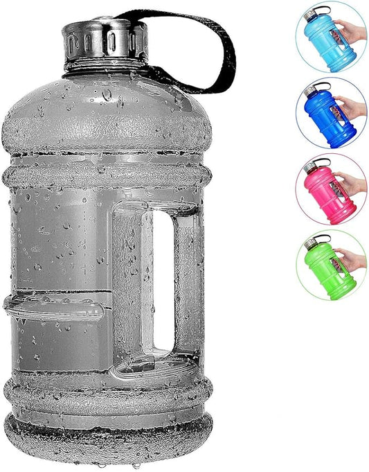 Half Gallon Big Water Bottle, 2.2L/73 OZ Large Leak Proof Sports Jug with Handle,Huge BPA Free PETG Plastic Wide Mouth Drinking Container Flask for Fitness Gym Biking Outdoor
