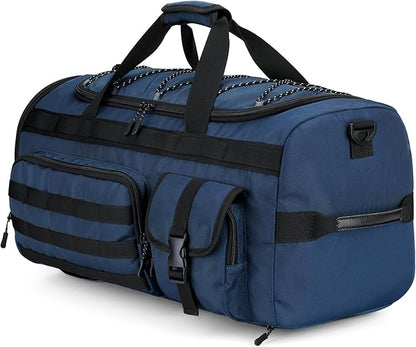 Gonex 45L Duffel Bag for Men, 3 in 1 Convertible Carry Gym Duffle with Shoe Compartment, Tactical Gear Loops, Water-Repellent Lining, Workout & Travel Bag (Dark Blue)