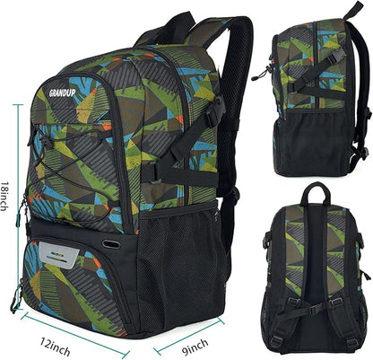 GRANDUP Basketball backpack with ball and shoes compartment Fit Volleyball, soccer, Swim, Gym, Travel, and School, large capacity sports training equipment bags