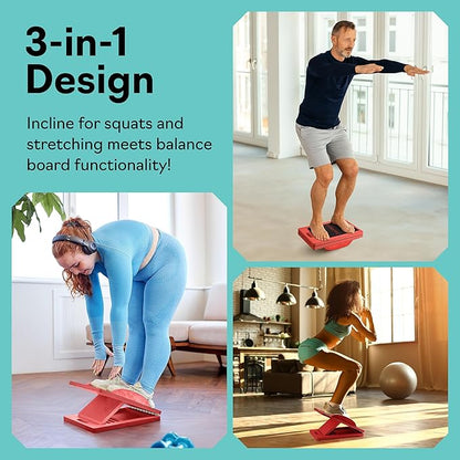 Slant Boards for Exercise – Slant Board with 6 Incline Angles – Transforms Into a Balance Board – Premium Calf Stretcher and Wobble Board for Effective Calf Stretching and Squats