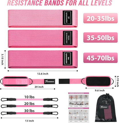 WOQQW Resistance Bands Set - Ankle Resistance Bands with Cuffs for Legs & Glute Workout, Fabric Booty Bands for Women, Home Gym Exercise Equipment for Hip, Pilates, Fitness, Yoga, Physical Therapy