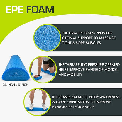 ProsourceFit Flex Foam Rollers for Muscle Massage, Physical Therapy, Core & Balance Exercises Stabilization
