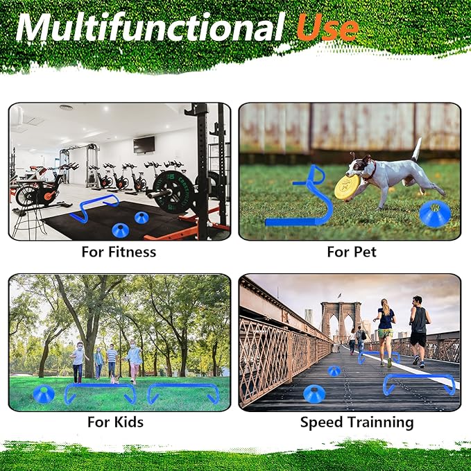 10 Pcs 6" Speed Agility Training Hurdles with 6 Marker Cone Durable Training Hurdle Agility Plyometric All Purpose Speed Hurdle Equipment for Athletes Soccer Basketball Football Practice