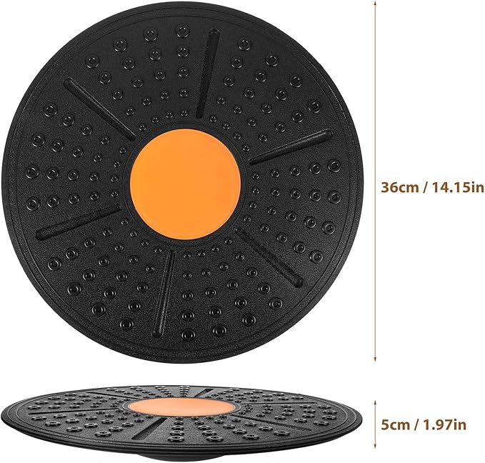 Adjustable Angle Wobble Board for Balance Training with Non-slip Surface Stability Trainer for Fitness Sensory Rehabilitation and Core Exercise at Home Black and Orange