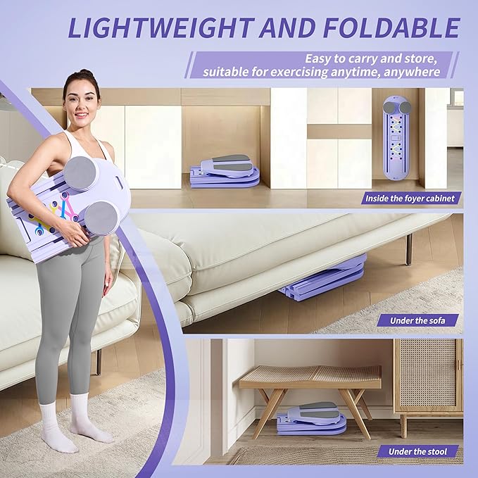 Pilates Board Reformer 15-in-1: Split & Foldable Design, Portable Home Gym with Digital Display, Resistance Bands, Balance Board for Women's Full Body & Core Training