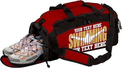 Personalized Swim Team Duffel Bag with Custom Name – Waterproof Swimming Gear Bag for Youth & Adults – Large Pool Bag with Shoe Compartment & Wet Pocket