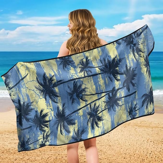 Bulopur Tropical Palm Tree Car Seat Towel Cover Waterproof Sweat Towel Car Seat Cover Anti-Slip Bucket Seat Protector for Swimming Pool Camping Beach Yoga Towels Mat