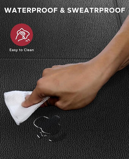 HAPBEAR Treadmill Mat – 68"x24"x1/5" Thick Non-Slip Foldable Exercise Equipment Mat for Walking Pad, Weight Bench & Treadmill – Shock Absorbing Floor Protector for Home Gym, Carpet & Hardwood Floors