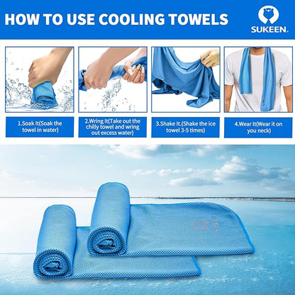 Sukeen Cooling Towels(40"x12") for Neck & Head, Soft Breathable Chilly Towel for Yoga, Golf, Gym, Camping, Running, Workout & More Activities