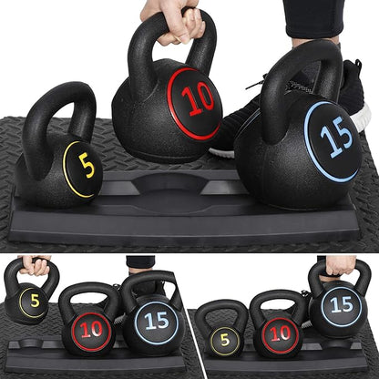 JungleA Kettlebell Sets 3/4 Piece for Women Men, Home Gym Exercise Kettle bell, Fitness Strength Training Kettlebells, 5/10/15/20 lbs Full Body Workout Kettle bells, Compound Movements Equipment Kit