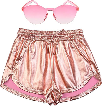 Perfashion Women's Metallic Shorts Summer Sparkly Hot Outfit Shiny Short Pants