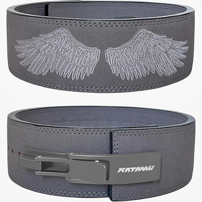 Katamu Premium Leather Lever Weightlifting Belt – Secure Steel Lever, Powerlifting Support for Deadlifts, Squats & Heavy Lifts - Be A Hero