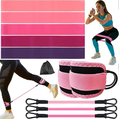 Ankle Resistance Bands with Cuffs, Home Gym Workout Equipment, Lifting Glute Butt Exercise Equipment for Women, Ankle Weights Fitness Band Set