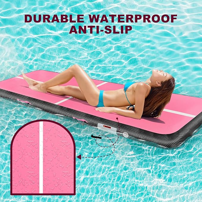 Inflatable Gymnastics Mat 10ft/13ft/16ft/20ft/ Air Tumbling Track Mats 4/8 inches Thick for Home Use/Training/Cheerleading/Yoga/Water with Pump
