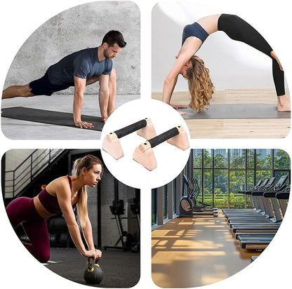Push Up Bar - Solid Wood 30cm | 2 PCS Solid Beech Wooden Parallettes | 2X Workout Equipment, Home Gym Accessories With Wöoden Grips For Strength Training, Calisthenics