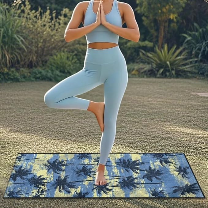 Bulopur Tropical Palm Tree Car Seat Towel Cover Waterproof Sweat Towel Car Seat Cover Anti-Slip Bucket Seat Protector for Swimming Pool Camping Beach Yoga Towels Mat