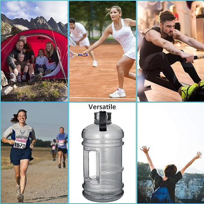 Half Gallon Big Water Bottle, 2.2L/73 OZ Large Leak Proof Sports Jug with Handle,Huge BPA Free PETG Plastic Wide Mouth Drinking Container Flask for Fitness Gym Biking Outdoor