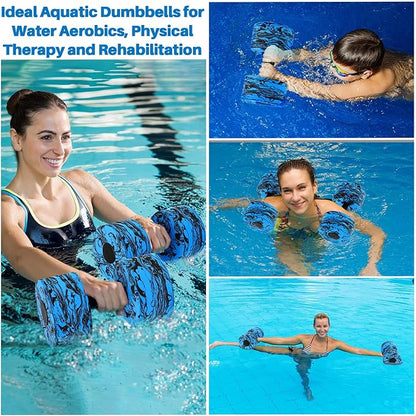 5 Pcs Pool Aquatic Exercise Set Including 2 Lightweight Water Dumbbells, 2 Ankle Swimming Weights, and Swim Belt Water Exercise Equipment for Aquatic Aerobics