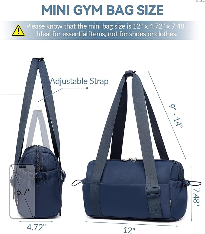 Small Gym Bag for Women Mini Duffle Bag with Wet Compartment, Lightweight Waterproof Cute Tote for Girls Workout Sport Travel,Blue