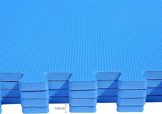 BalanceFrom Puzzle Exercise Mat 1/2" Thick, EVA Interlocking Foam Floor Tiles for Home Gym, Mat for Home Workout Equipment, Floor Padding for Kids, Multiple Sizes and Colors