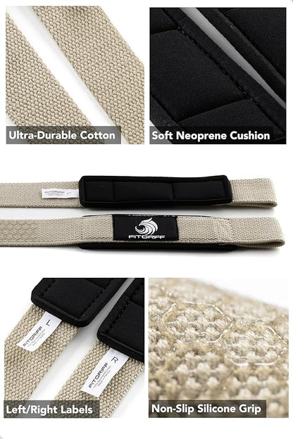 Fitgriff® Lifting Wrist Straps for Weightlifting, Gym, Deadlift, Workout (Made of Premium Cotton & Padded) - Men & Women