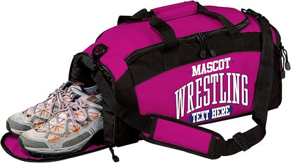 Personalized Wrestling Duffel Bag with Shoe Compartment – Custom Name Wrestling Gear Bag – Athlete Gym Bag for Boys & Girls – Team Travel Sports Duffel with Separate Shoe Pocket